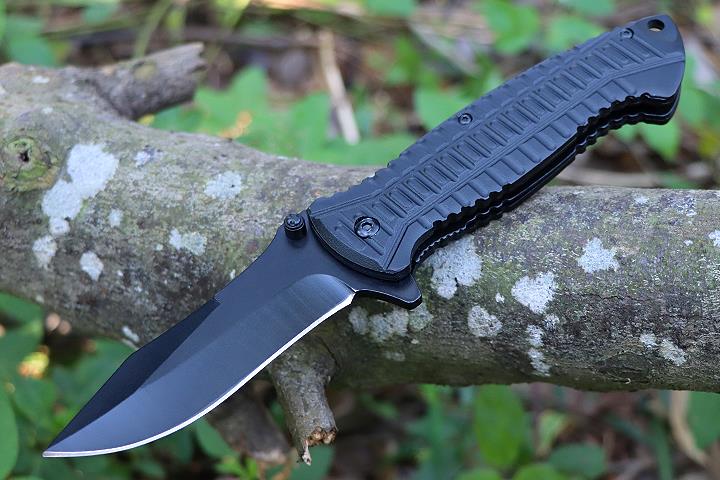 Black crocodile no logo blank blade Aluminum handle folding knife UD407683